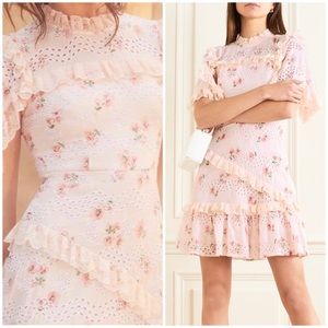 Needle & Thread Desert Rose Lace Mini Dress Light Pink Size 8
